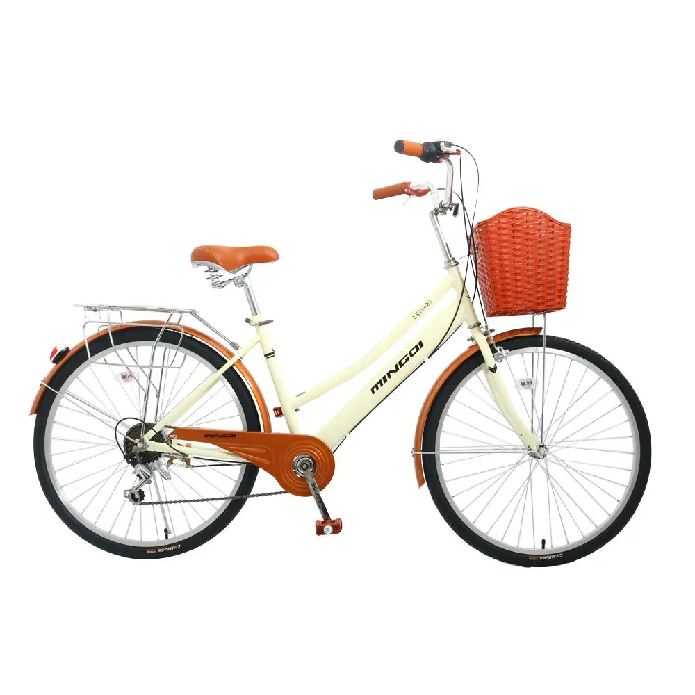 26-дюймовый модный велосипед 7-скоростной женский ретро городской со стальной