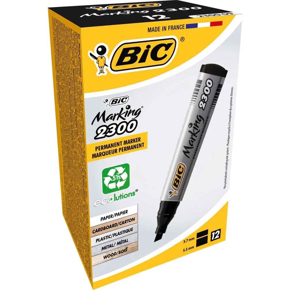 Marker 2300 Cut Tip Permanent Marker Black Box of 12 Large I