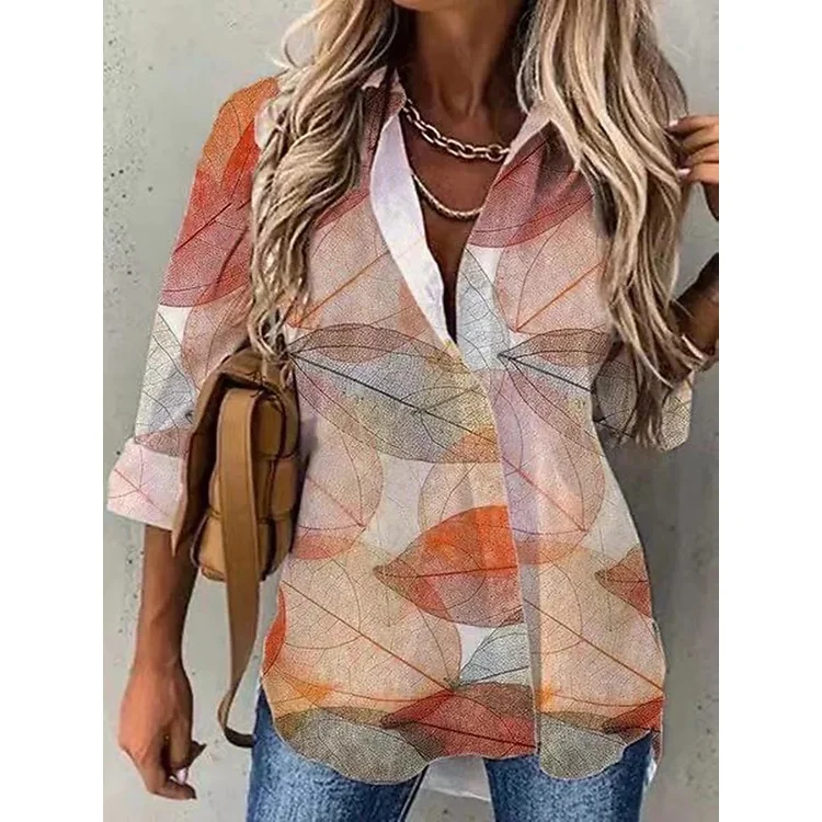 

Женская блузка с 3D принтом, базовая Повседневная рубашка с цветочным 3D принтом на пуговицах, 2022