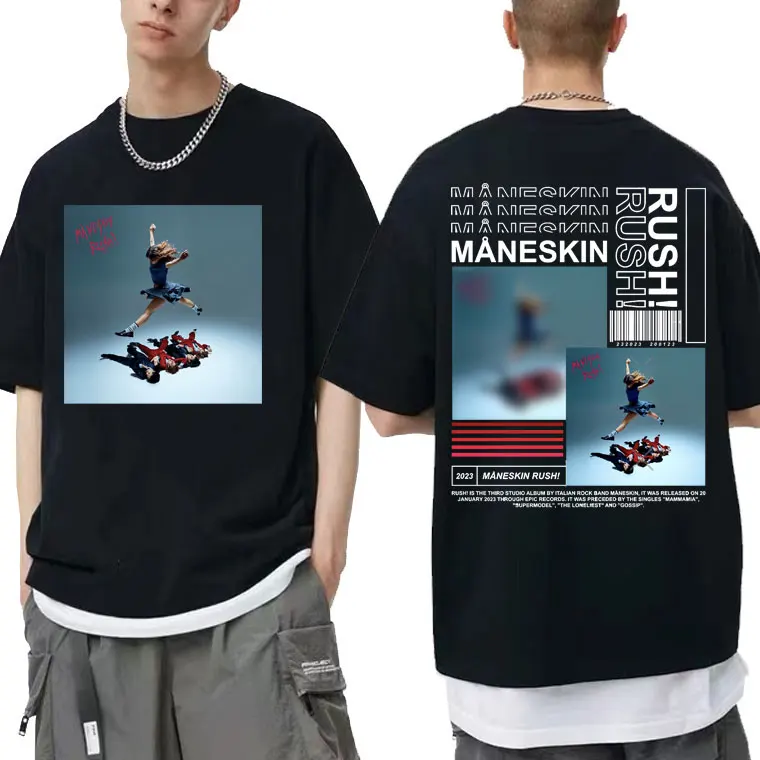 

Italian Rock Band Maneskin 2023 New Music Album Rush Graphic Tees Men Women Casual Oversized T-shirts Summer Male Hip Hop Tshirt
