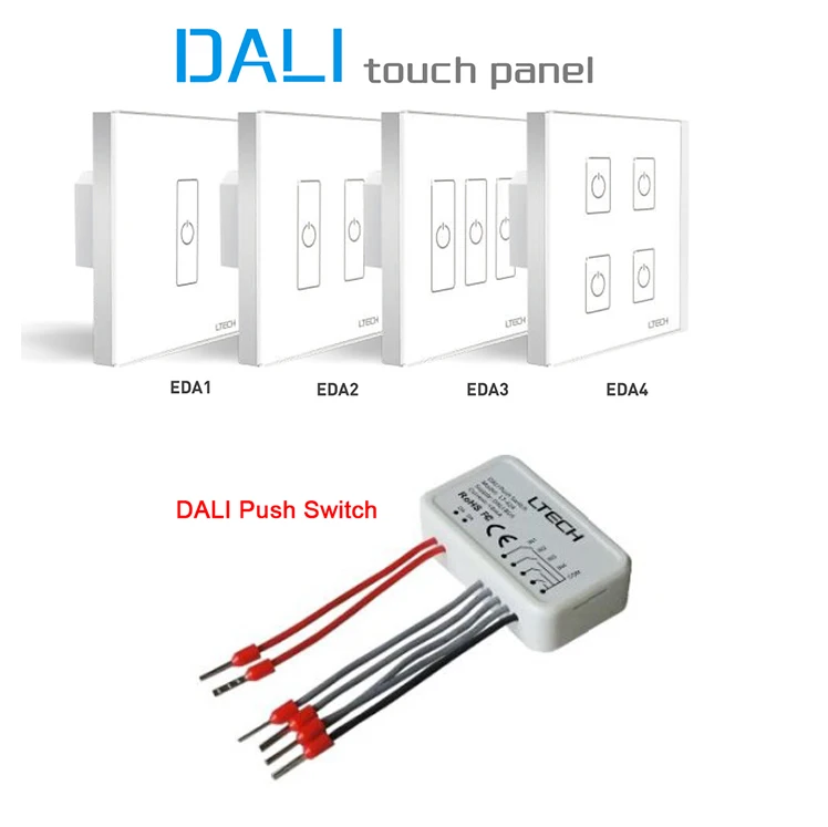 86 style wall Switch dimming Controller 1CH 2CH 3CH 4CH DALI Touch Panel  DALI Double Group Push Switch for LED Lamp
