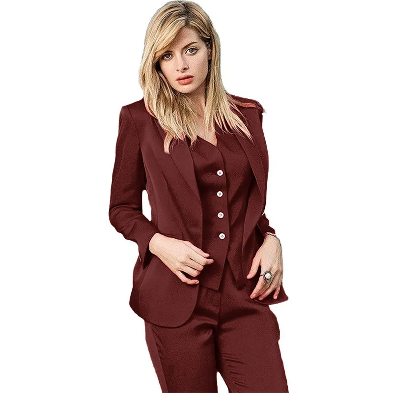 Women's Suit 3 Piece Formal Business Workwear Solid Color Blazer Pants Suit Party Dress спортивный костюм женск enlarge