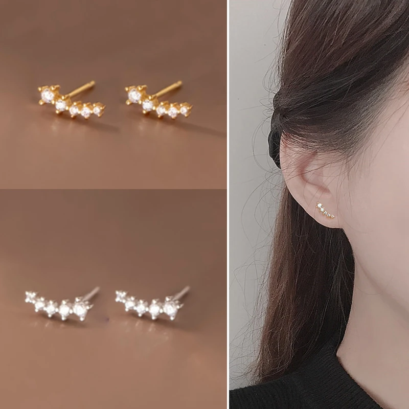 

Minimalist Fashion Pave Zircon Mini Small Stud Earrings For Women Gold/Silver Color Piercing Jewelry Accessories Party Gift
