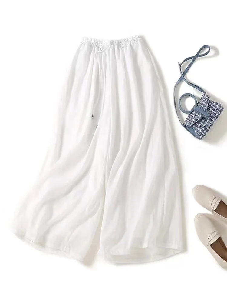 Брюки женские тонкие с широкими штанинами повседневные свободные драпированные