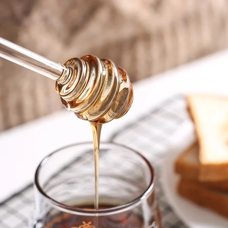 

15cm Glass Honey Dipper Sticks Jam Sauce Spoon Mixing Stick Clear Coffee Milk Tea Stirring Bar Kitchen Supplies Cooking Tools