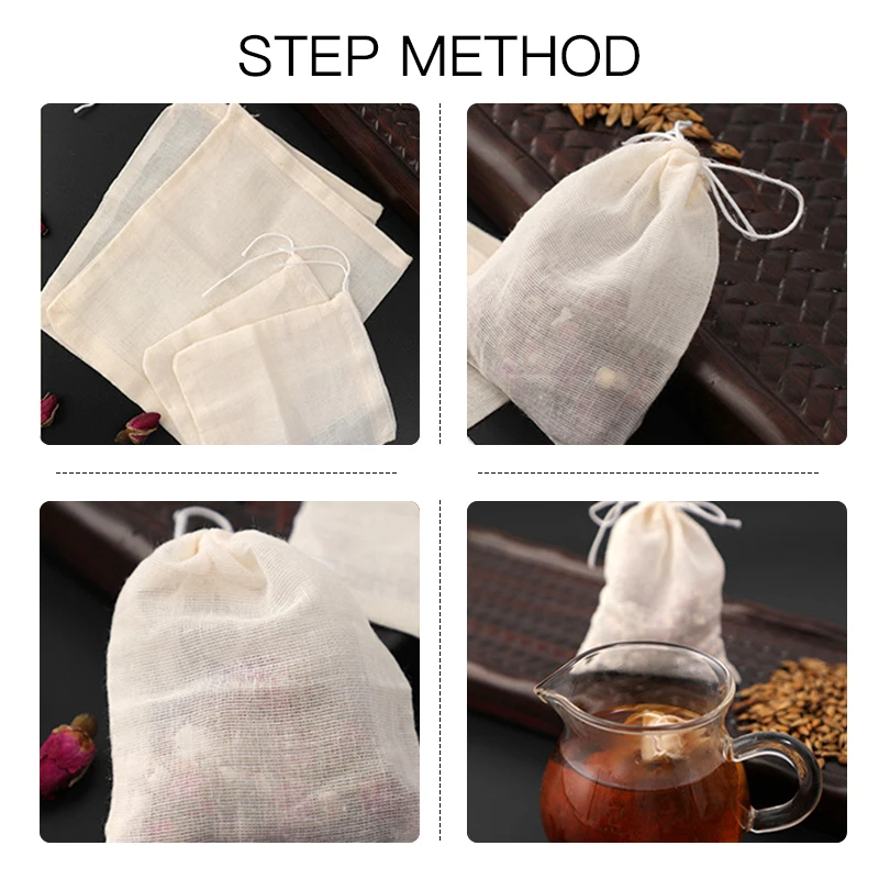 

1000pcs Customized No Bleach Drawstring Cloth Filter Pouches Pure Cotton Tea Bags Repeated Use Yarn Free Shipping Various Size