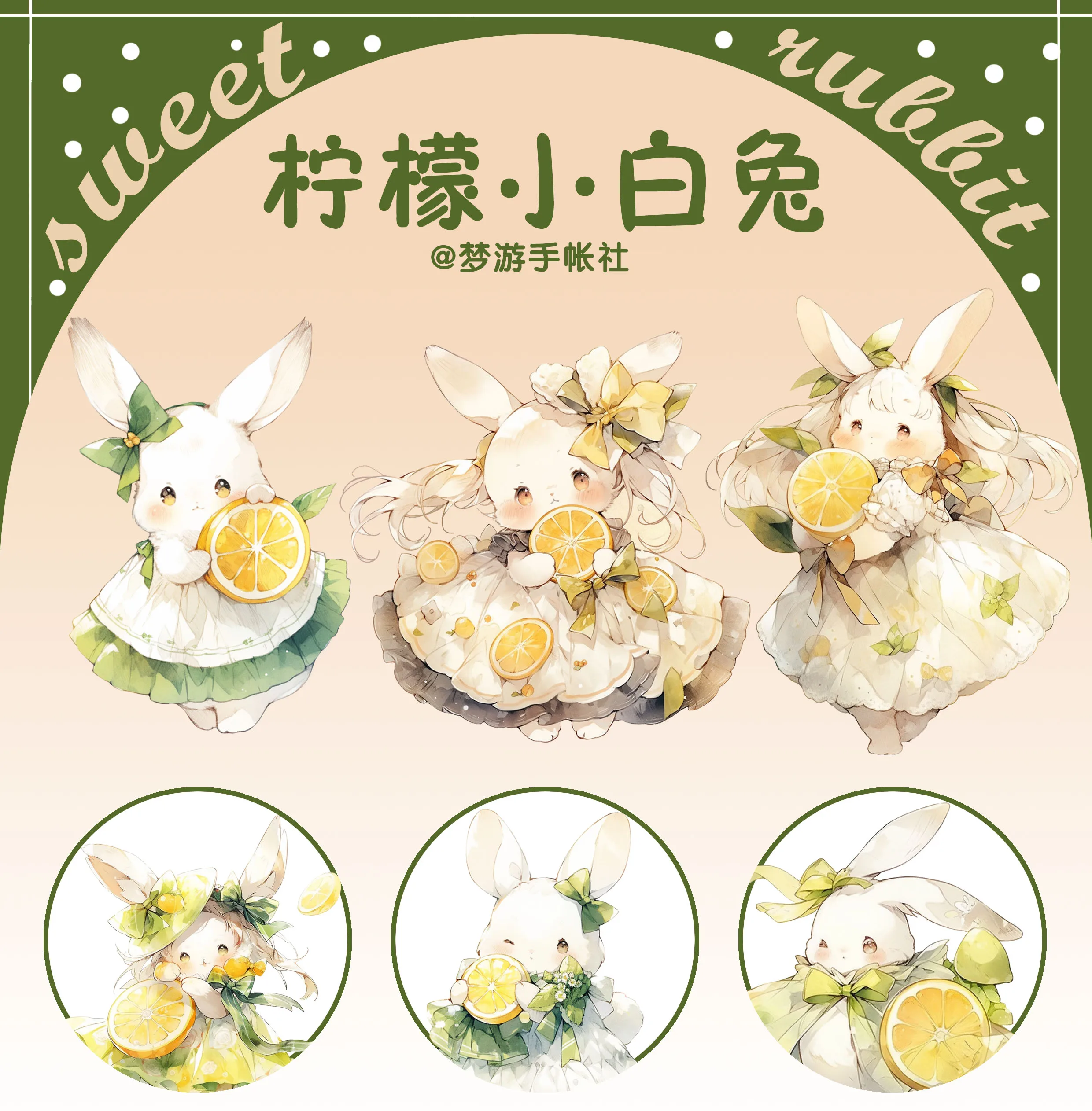 

Cute Bunny and Lemon Shiny PET Tape