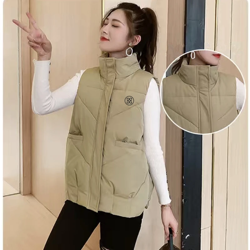 2023 New Women's Winter Golf Jacket Korea Fashion Loose Cotton Golf Jacket Warm Collar Brand Golf Jacket