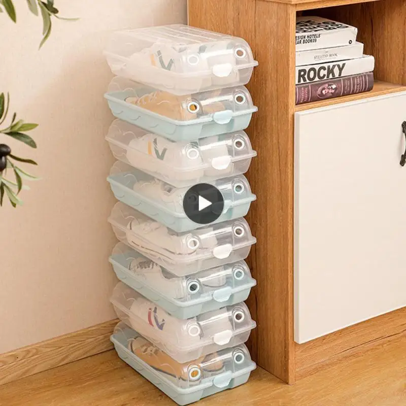 

Dustproof Shoes Case Stackable Thickened Material Shoe Boxes Plastic Storage Room Shoe Organizer Combined Box Fold Pp