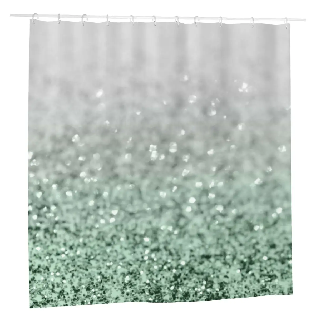 

Silver Pastel Mint Green Ocean Glitter Glam Bathroom Shower Curtains Nodic Fashion Bathing Screen Cloth Screen with Hook set