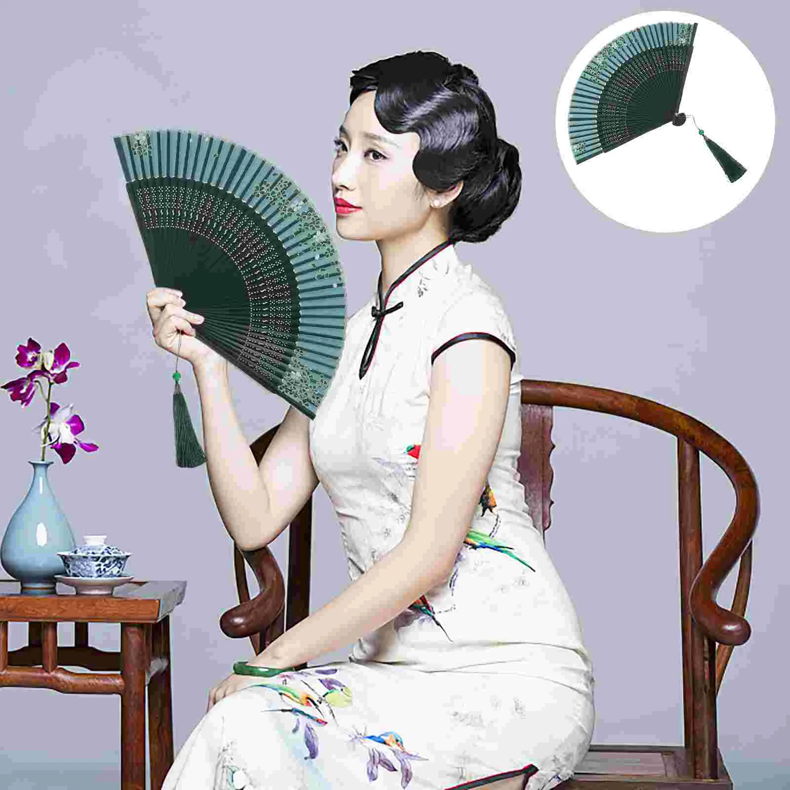 

Fan Folding Hand Fans Chinese Decorative Held Vintage Handheld Bamboo Japanese Foldable Silk Oriental Wedding Fold Up Lace Women