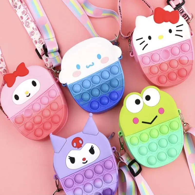 

Детский силиконовый кошелек Sanrio, сумка-мессенджер для девочек с рисунком аниме, цвет Коричный, сумка через плечо