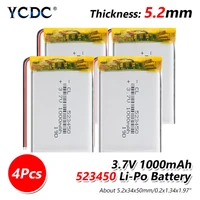 3 7v 1000mah lithium polymer battery for mp3 mp4 toy dvd gps bluetooth compatibl headphone lamp lipo rechargeable battery