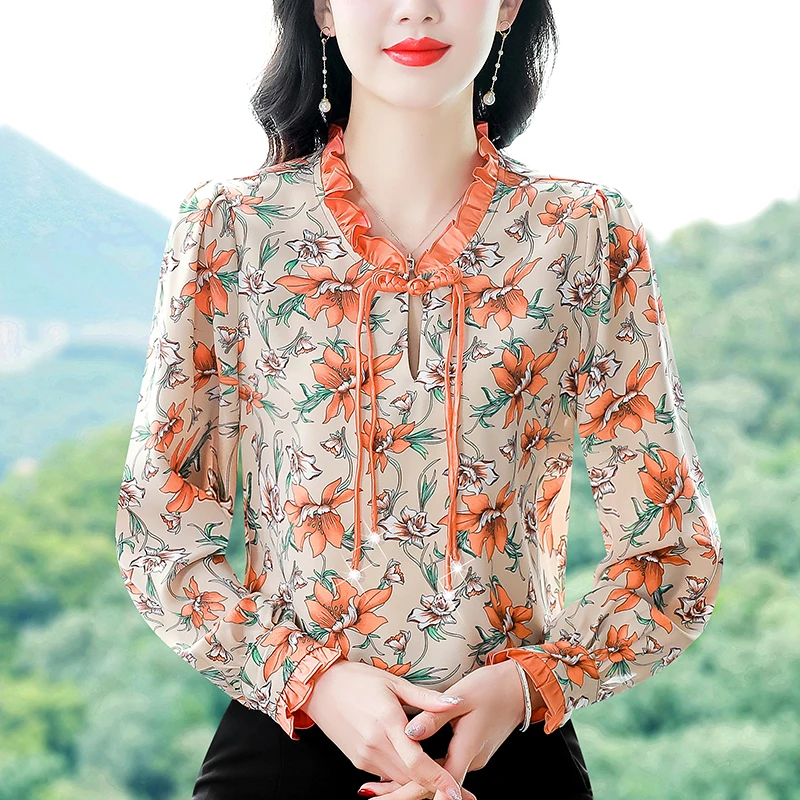 Новые китайские топы Sle National женская стильная шелковая рубашка в стиле ретро с