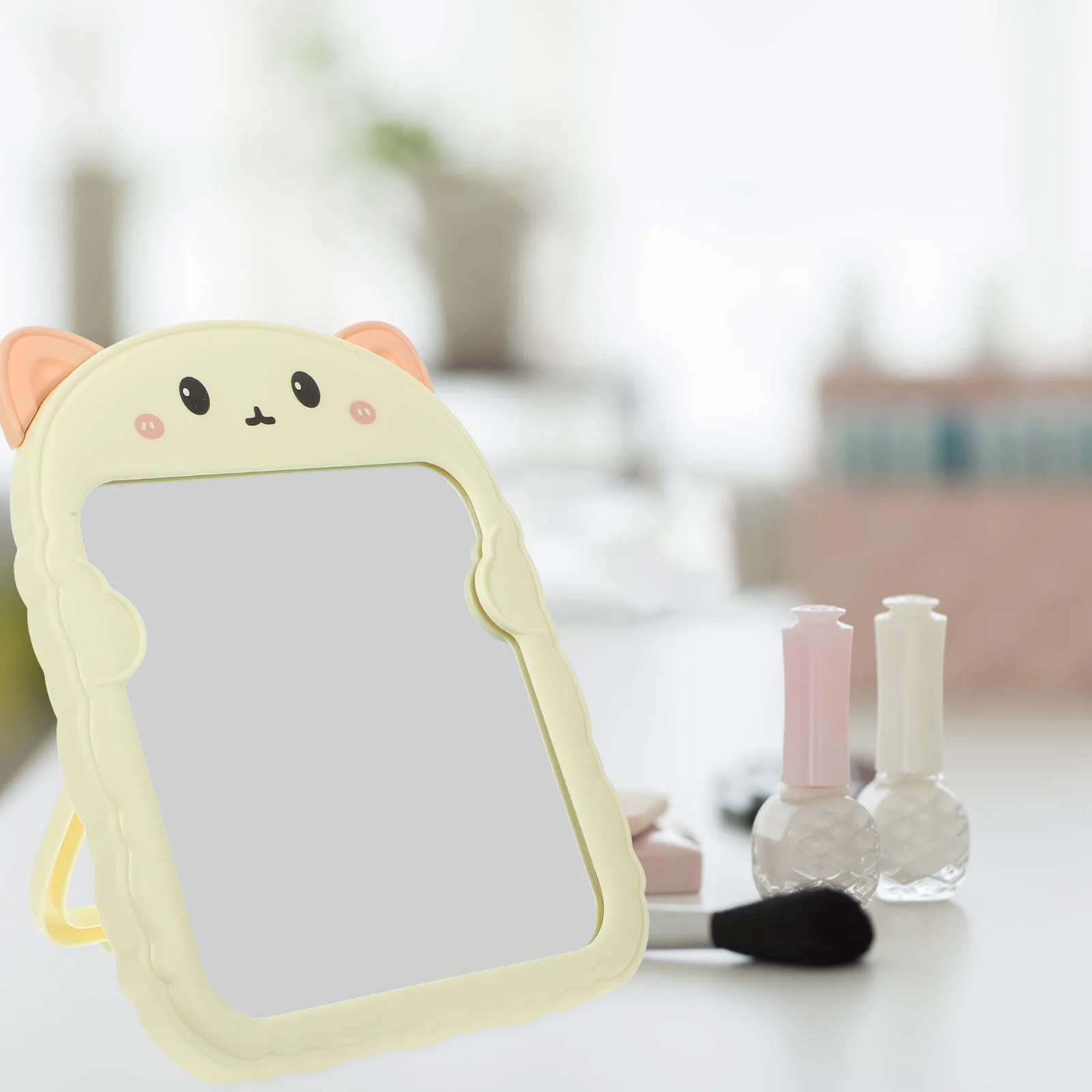 

Makeup Light Mirror Dresser Tabletop Fold Small Standing Pp Portable Vanity