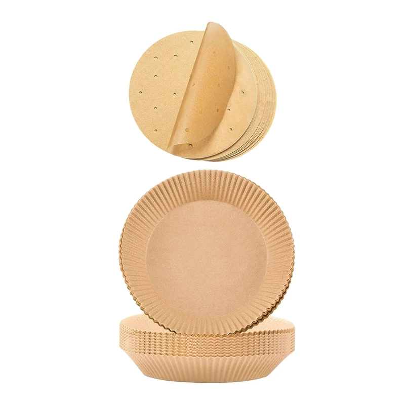 

200 Pcs 6.3 Inch Air Fryer Disposable Paper Liner Wood Pulp Paper Steamer Paper for Air Fryer Steaming Basket