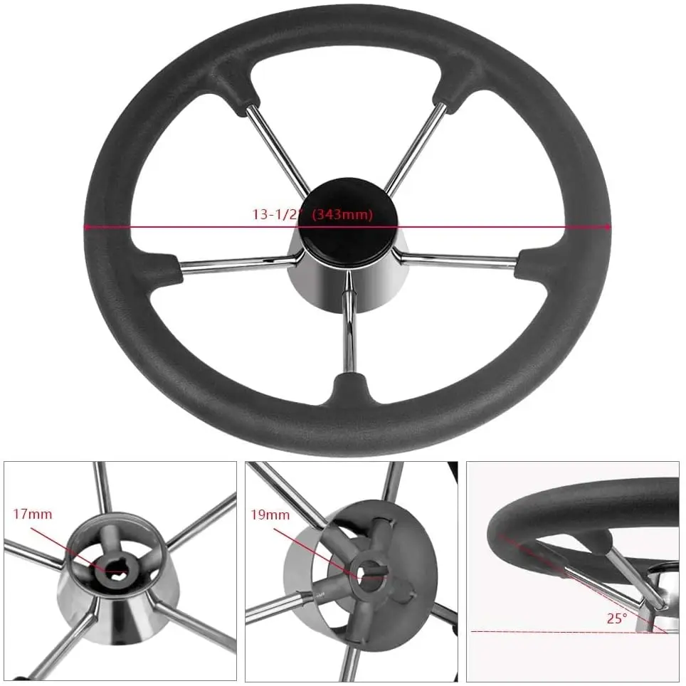 Рулевое колесо для лодки из нержавеющей стали с 5 спицами черной пены - купить по