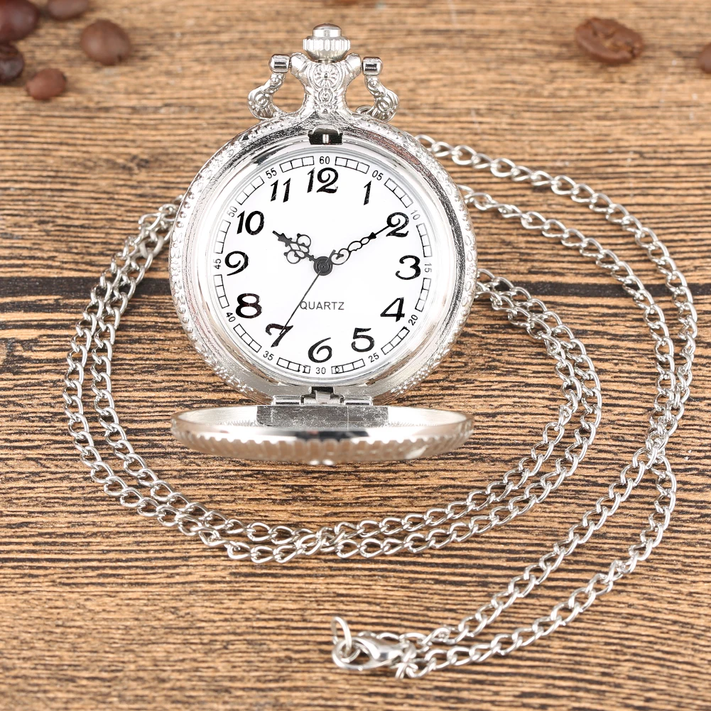 Freemason Pocket Watch Set Fashion Silver Quartz Pendant Clock Letter G Necklace Accessories Gift Box Greeting Card to Father