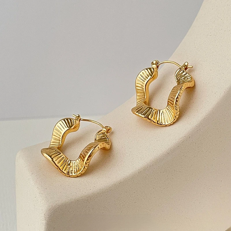 Luxurious High Sense of Geometric Minimalism Abstract Wave Earrings As An Unusual Gift for Her Stud Earrings  Korean Earrings