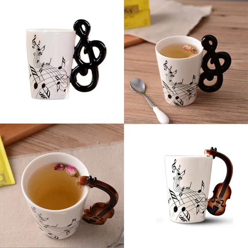 

2 шт. керамическая чашка индивидуальная кружка уникальный музыкальный инструмент Подарочная чашка-ручка для скрипки и ручка для заметок