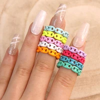 new design pig nose rings women simple candy colored hand painted surface chain open adjustable finger ring party gift wholesale