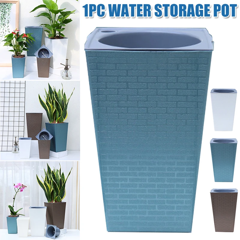 

Brick Pattern Flowerpot Imitation Metal Plastic Flower Pot Square And Tall Type Gardening Potted Flowerpot wzpi
