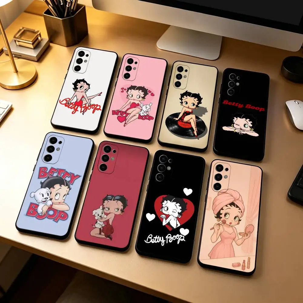 Фото Классический чехол для телефона с персонажем Бетти Бопс для Samsung S25, S24, S21, S22, S23, S30, Ultra, S20, Plus, FE, мягкий силиконовый черный чехол №1