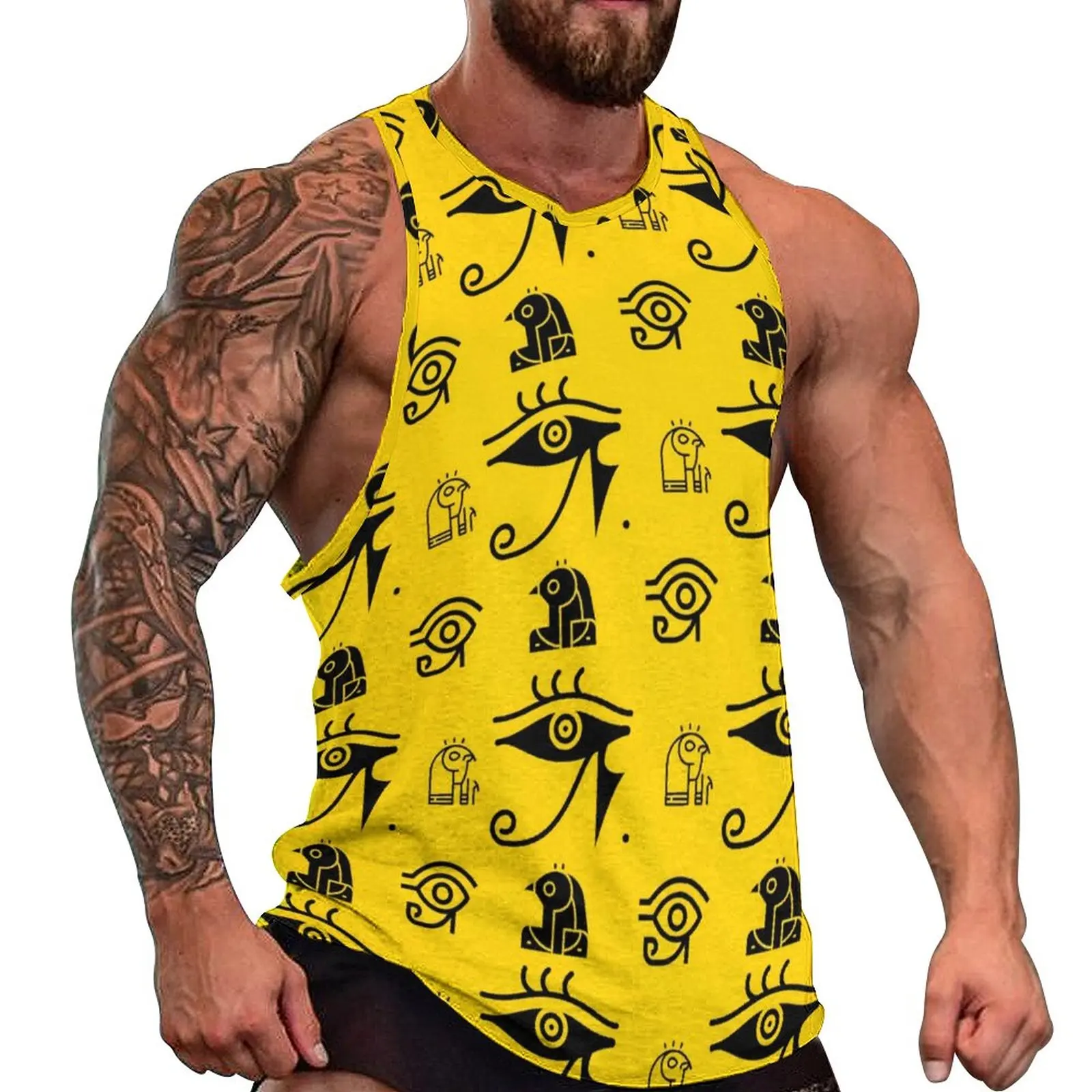 

Abstract Symbol Tank Top Golden Eye Print Fashion Tops Summer Bodybuilding Male Custom Sleeveless Shirts Big Size 4XL 5XL