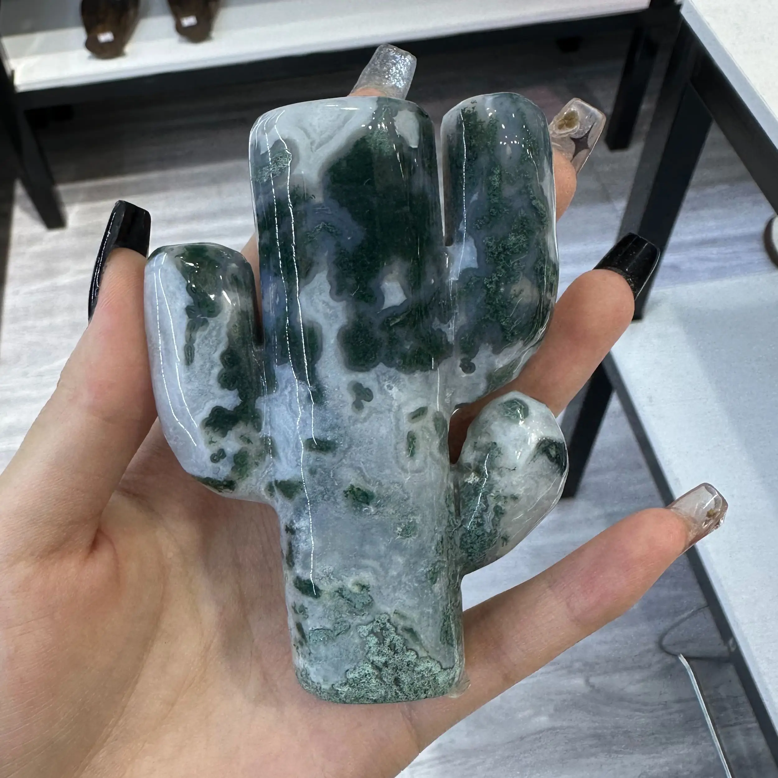 

1PCS High Quality Natural Aquatic Plant Agate Cactus Crystal Carving Collection Crafts Reiki Gifts Home Office Decor