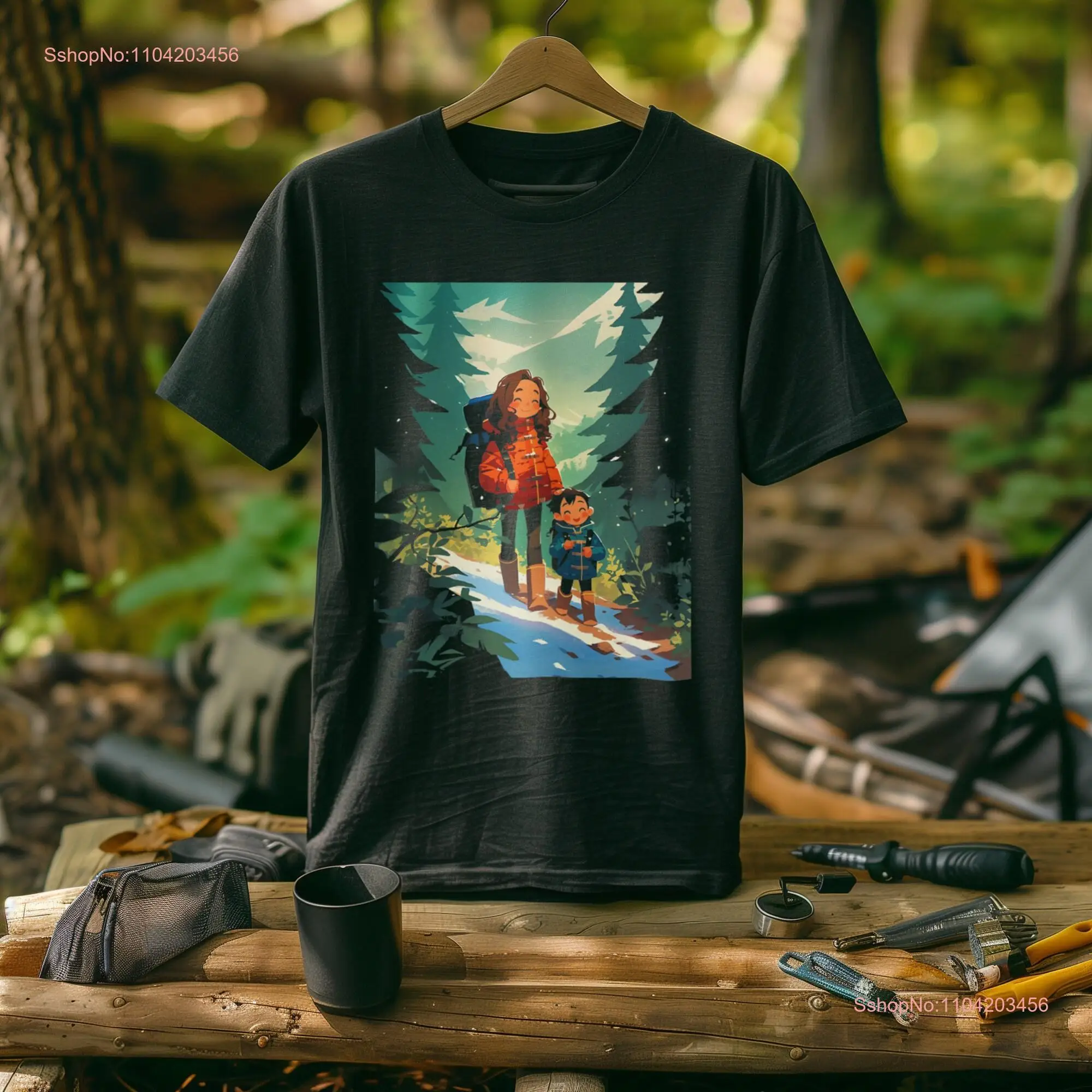 Футболка для походов на открытом воздухе Мать и сын с длинными или короткими
