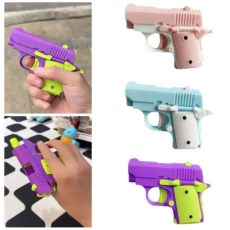 

3D Mini 1911 Model Toy Gun Pistols for Boys Kids Bullets No Fire Rubber Band Launcher Gift Print Gravity Cub Jump Carrot Knife