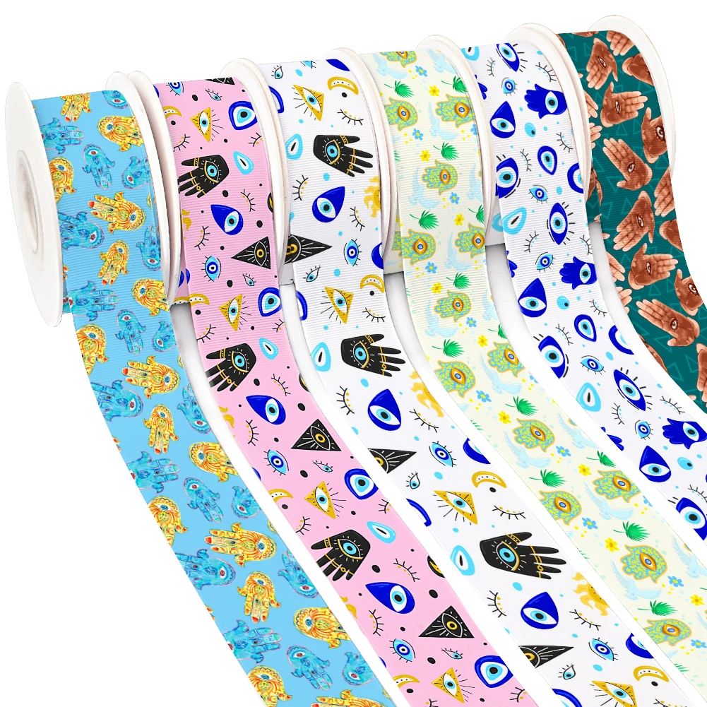 10 ярдов уникальная корсажная/атласная лента с мультяшным рисунком глаз для