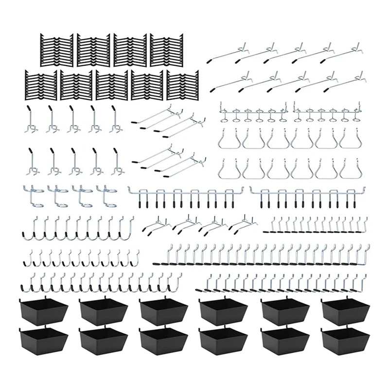 

248Pcs Pegboard Organizer Kit 1/8 And 1/4 Inch Pegboard Hooks Assortment Pegboard Set For Tools