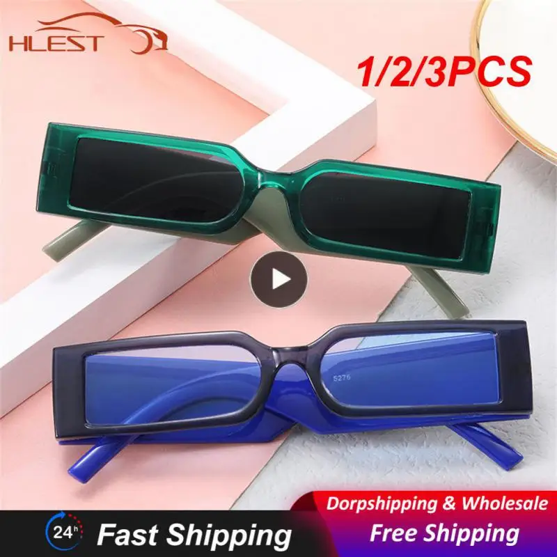 

1/2/3PCS NEW Rectangle Frame Sunglasses Retro Square Trendy Glasses Ins Style for Men and Women Black Small Frame Sun Glasses