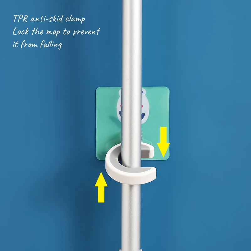 

Multi-Purpose Hook Broom Mop Holder Wall Mount Self-adhesive No Trace Rack Tools Hanger Organizer Garage Bathroom Storage