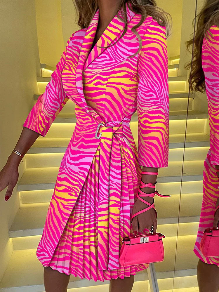 

vestidos elegantes para mujer 2022 Women Elegant V-Neck Pleated Dress Houndstooth Print Slim Dress Office Lady Fashion Vestidos