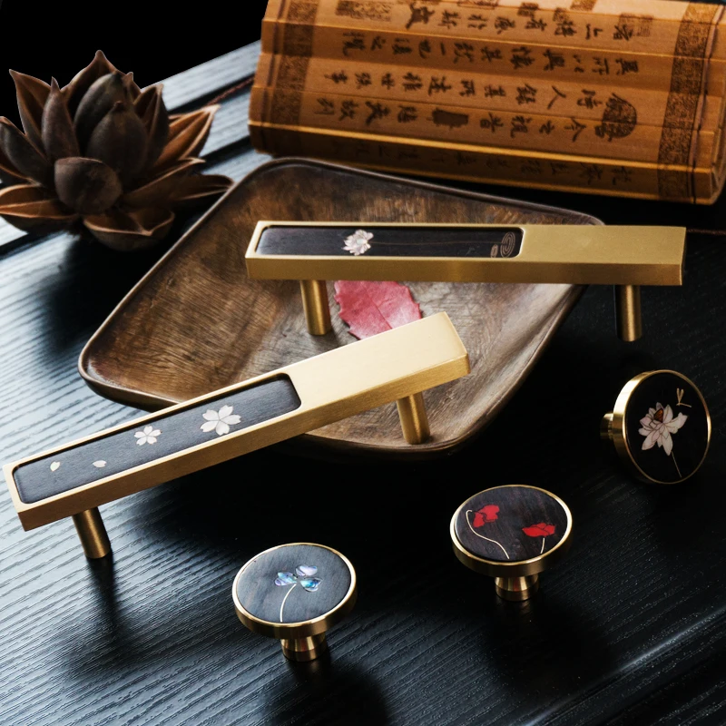 

Новая китайская Ретро эбеновая оболочка, инкрустированная Медной Ручкой, стрекоза, шкаф, шкаф, дверь шкафа, ручка из меди