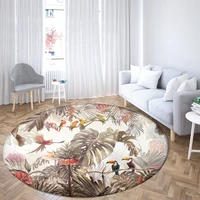 landscape illustration round rugs rainforest parrot sofa rug home living room bedroom bathroom floor mats print decorate carpet