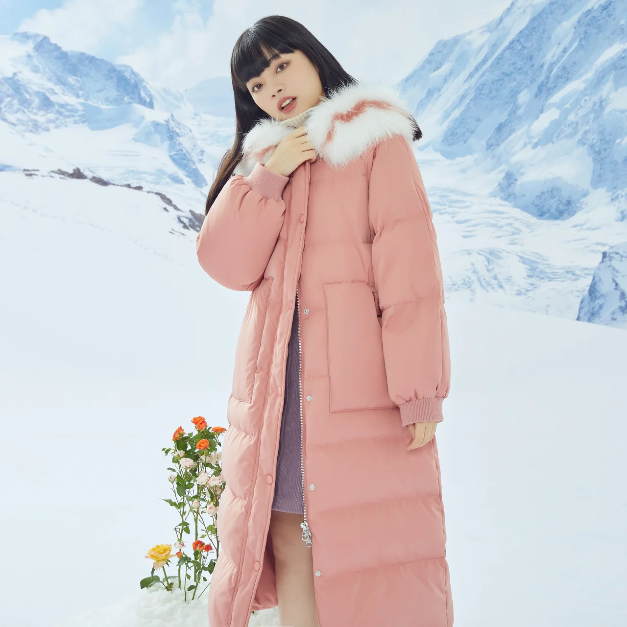 Metersbonwe Hooded Parker Down Jacket Women Thick Winter Coat Female Long Down Coat Fashion Outerwear Warm Jackets Raccoon Brim