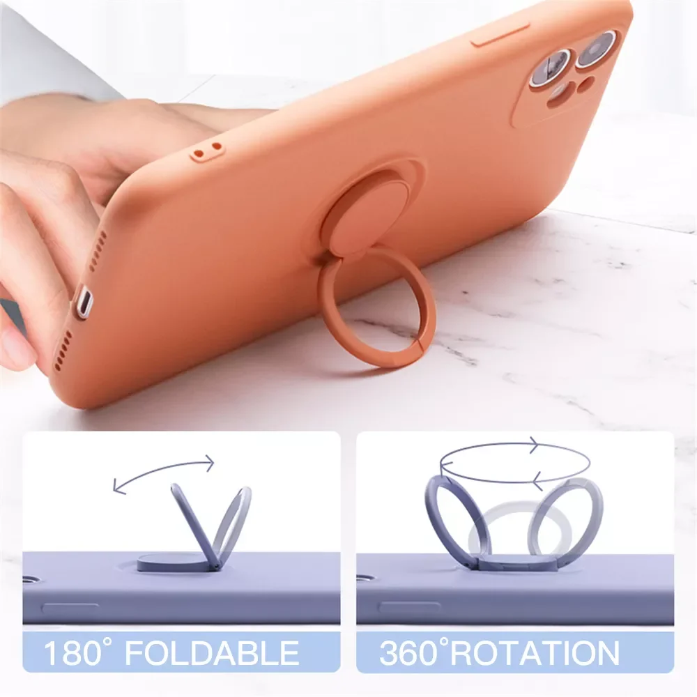 

Original Silicone Ring Holder For iPhone 11 12 13 Pro XS Max XR XS X 8 7 6s Plus Soft Stand Finger Bracket Cover