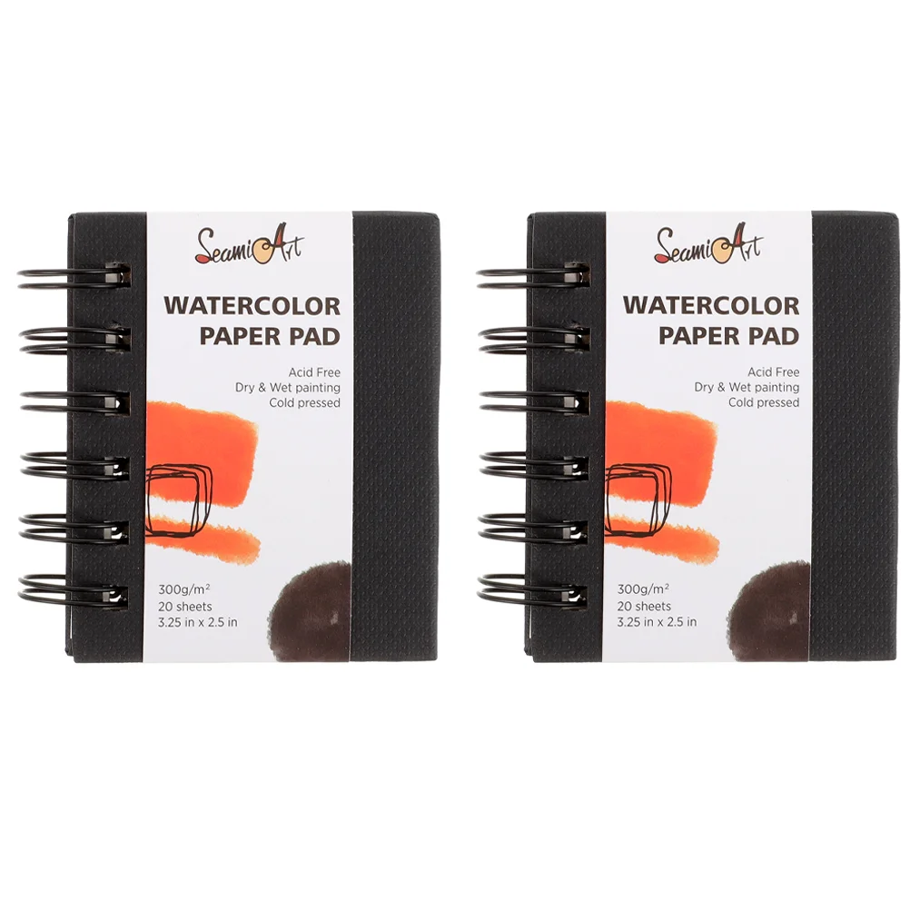 

2 Pcs Sketchbook Small Watercolor Books Picture Creation Paper Drawing Pad Coil Student