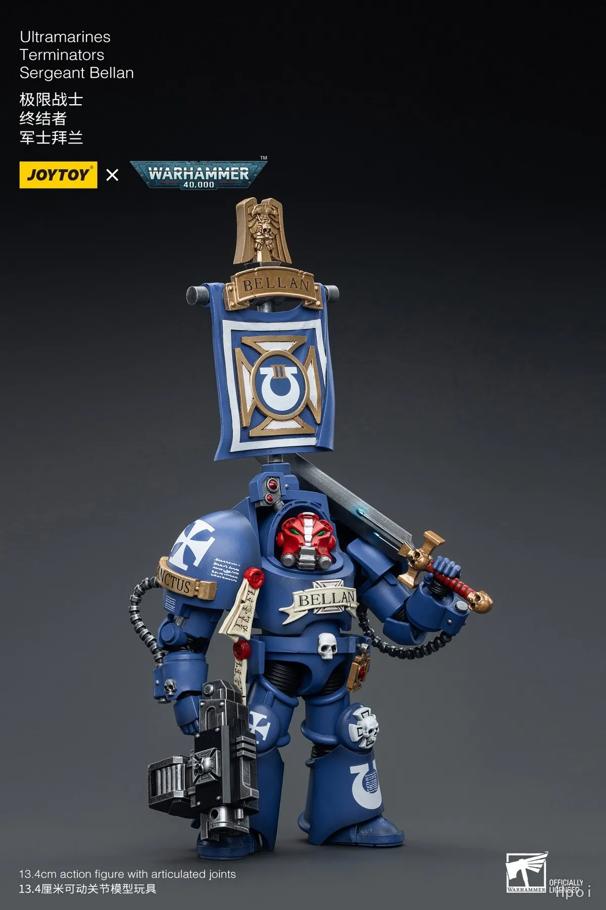 Фото 【UA】JOYTOY Warhammer 40K Масштабные фигурки 1/18 Ультрамаринов Терминаторов Сержант Беллан Модели Игрушки Подарки №3