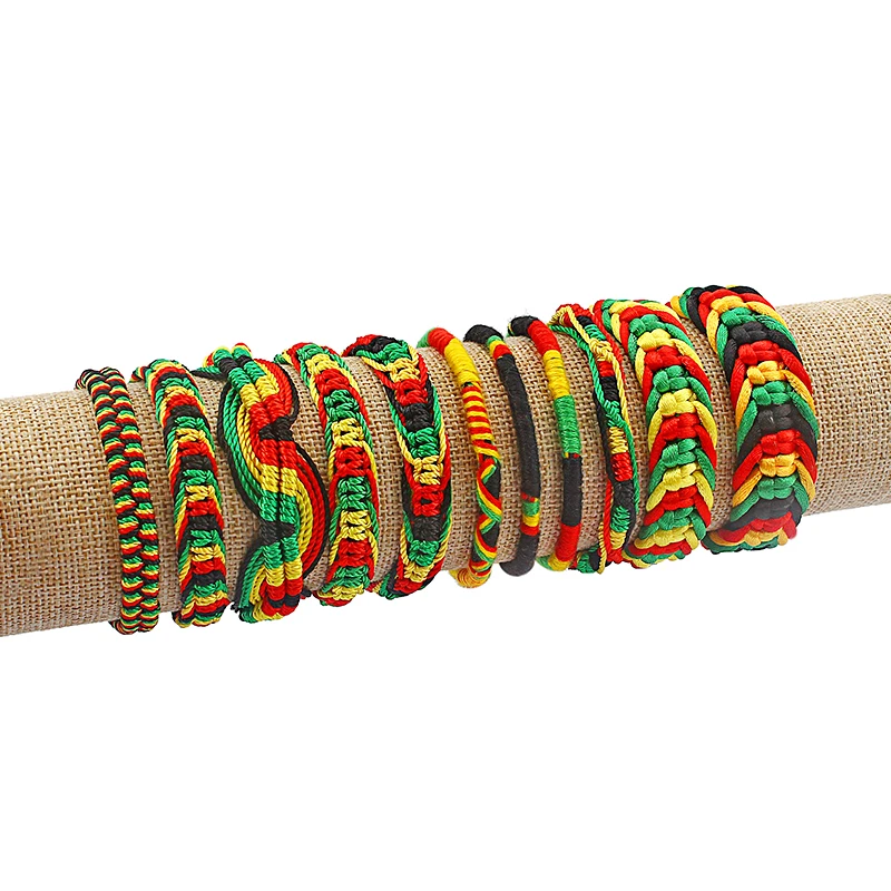 

Mixed Rasta Friendship Bracelet Wristband Cotton Silk Reggae Jamaica Surfer Boho Bracelets