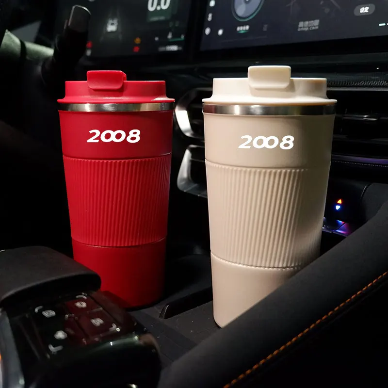 510ML Non-Slip Coffee Cup For Peugeot 2008 Travel Car Thermal Mug For Peugeot 106 206 207 307 308 406 407 408 508 3008 4008 5008