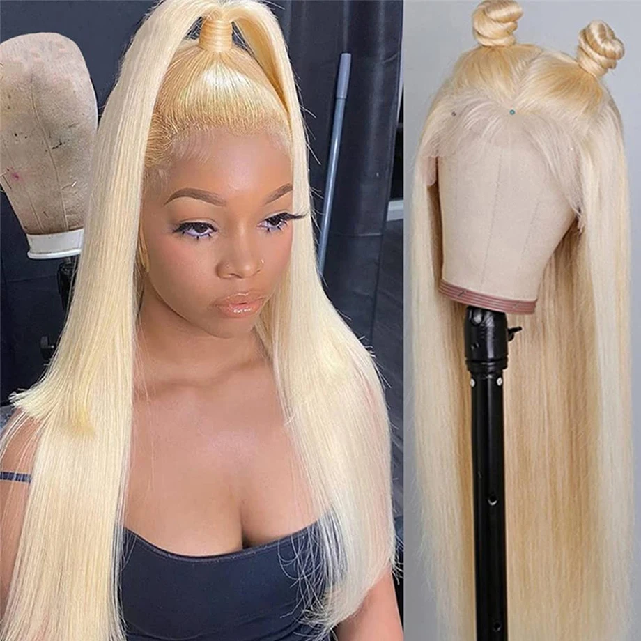 

34 In 613 Blonde 13x6 HD Frontal Transparent Bone Straight Blonde Lace Front Wigs Human Hair For Women Brazilian Remy Hair