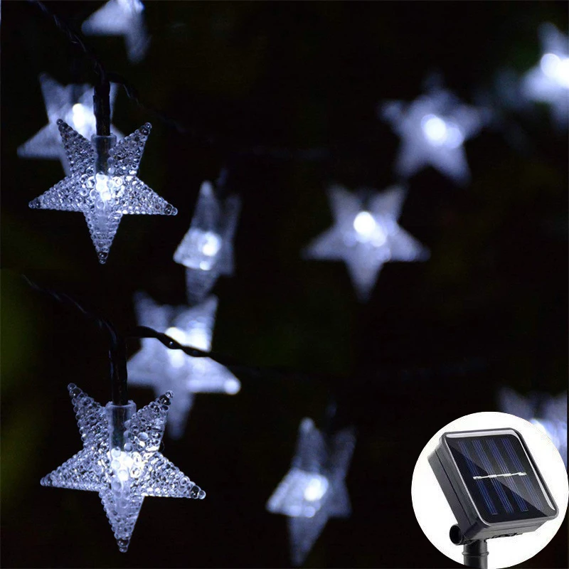 Волшебные светодиодные гирлянды со звездами на солнечной энергии Guirlanda для