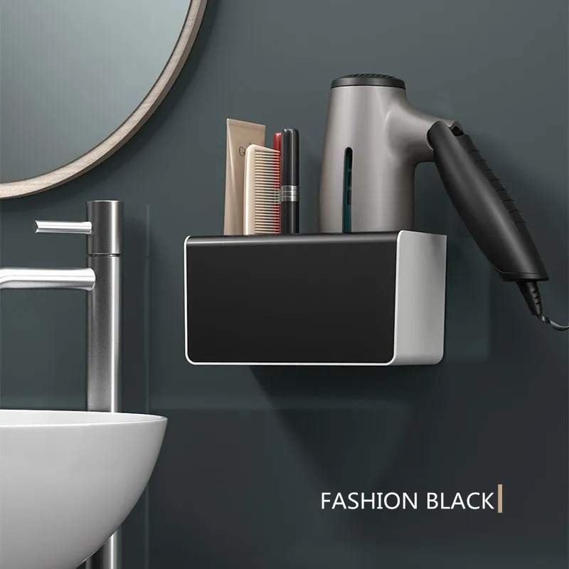 bathroom finishing brush hair dryer rack wall mounted shelf makeup storage nailless toothbrush holder shower organizer free global shipping