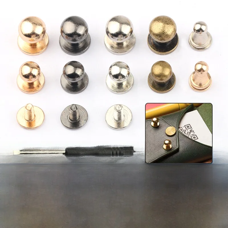 New Supply Metal Heshang Head Screw Pure Copper Button Wallet Belt Hook Accessories Leather Bag Strap - Цена: 519