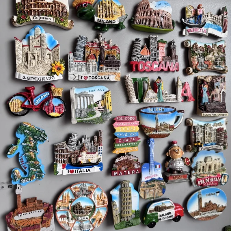 Фото Италия Магниты на холодильник Туристический сувенир Colosseo Milano Rome Toscana Madrid Siena Matera Pompei Наклейки на холодильник Домашний декор №2