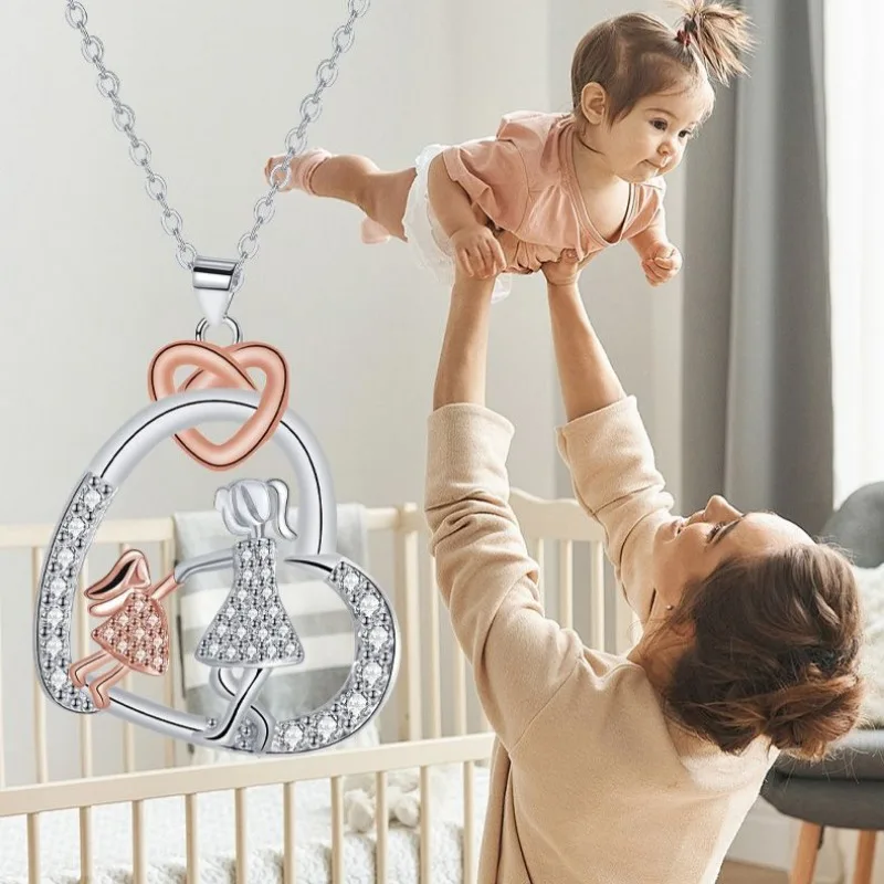 Ожерелье с подвеской в виде сердца Любовь ожерелья для матери и ребенка медная